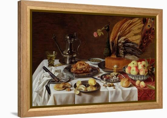 Still Life with a Peacock Pie, 1627-Pieter Claesz-Framed Premier Image Canvas