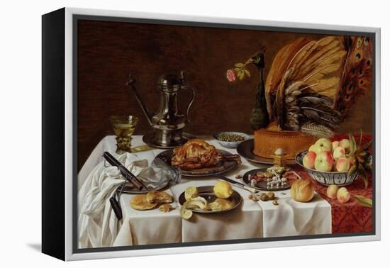 Still Life with a Peacock Pie, 1627-Pieter Claesz-Framed Premier Image Canvas