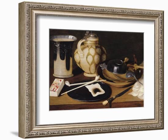 Still Life with a Pipe, a King of Diamonds, a Knife and a Pitcher, C.1650 (Oil on Canvas)-Anonymous Anonymous-Framed Giclee Print