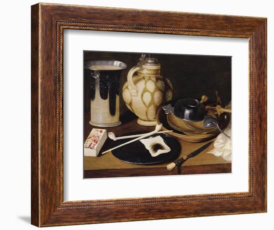 Still Life with a Pipe, a King of Diamonds, a Knife and a Pitcher, C.1650 (Oil on Canvas)-Anonymous Anonymous-Framed Giclee Print