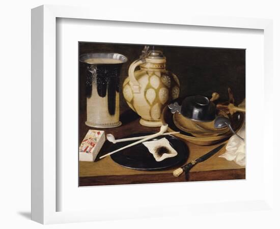Still Life with a Pipe, a King of Diamonds, a Knife and a Pitcher, C.1650 (Oil on Canvas)-Anonymous Anonymous-Framed Giclee Print