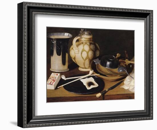 Still Life with a Pipe, a King of Diamonds, a Knife and a Pitcher, C.1650 (Oil on Canvas)-Anonymous Anonymous-Framed Giclee Print