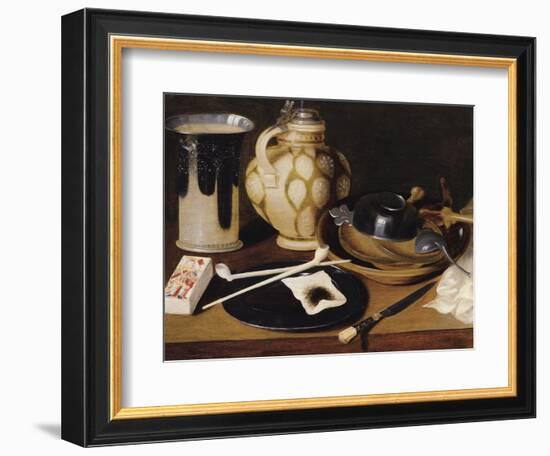 Still Life with a Pipe, a King of Diamonds, a Knife and a Pitcher, C.1650 (Oil on Canvas)-Anonymous Anonymous-Framed Giclee Print