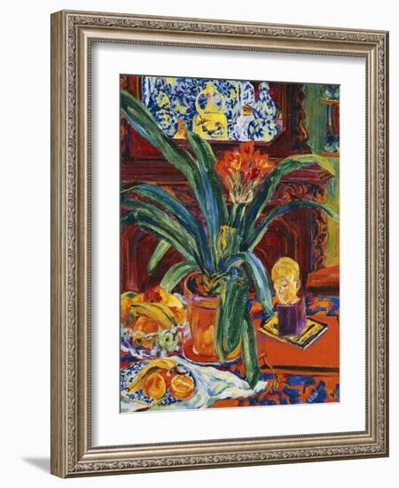 Still Life with a Pot Plant, Fruit and a Small Sculpture, circa 1920-Philipp Bauknecht-Framed Giclee Print