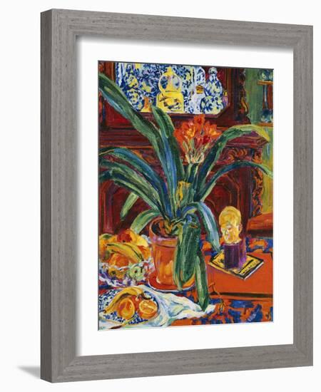 Still Life with a Pot Plant, Fruit and a Small Sculpture, circa 1920-Philipp Bauknecht-Framed Giclee Print