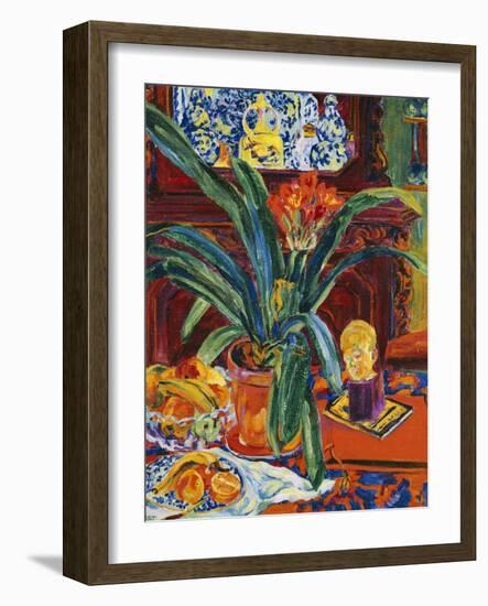 Still Life with a Pot Plant, Fruit and a Small Sculpture, circa 1920-Philipp Bauknecht-Framed Giclee Print