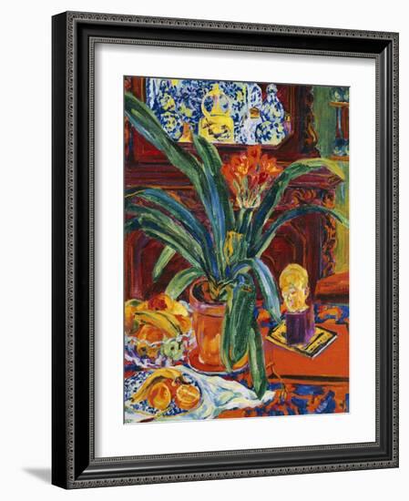 Still Life with a Pot Plant, Fruit and a Small Sculpture, circa 1920-Philipp Bauknecht-Framed Giclee Print