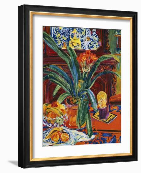 Still Life with a Pot Plant, Fruit and a Small Sculpture, circa 1920-Philipp Bauknecht-Framed Giclee Print