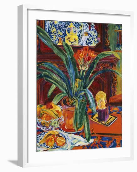 Still Life with a Pot Plant, Fruit and a Small Sculpture, circa 1920-Philipp Bauknecht-Framed Giclee Print