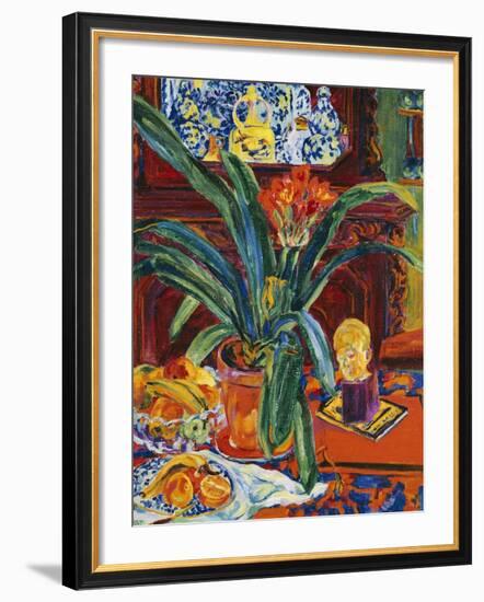 Still Life with a Pot Plant, Fruit and a Small Sculpture, circa 1920-Philipp Bauknecht-Framed Giclee Print