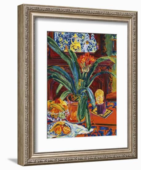 Still Life with a Pot Plant, Fruit and a Small Sculpture, circa 1920-Philipp Bauknecht-Framed Giclee Print