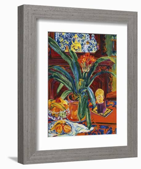 Still Life with a Pot Plant, Fruit and a Small Sculpture, circa 1920-Philipp Bauknecht-Framed Giclee Print