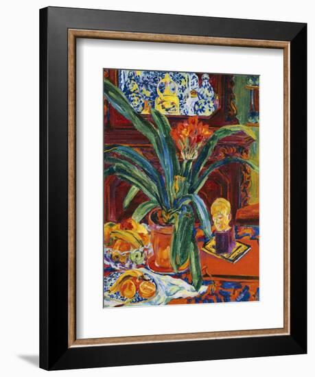 Still Life with a Pot Plant, Fruit and a Small Sculpture, circa 1920-Philipp Bauknecht-Framed Giclee Print