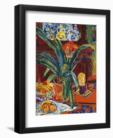 Still Life with a Pot Plant, Fruit and a Small Sculpture, circa 1920-Philipp Bauknecht-Framed Giclee Print