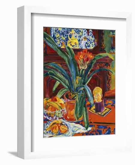 Still Life with a Pot Plant, Fruit and a Small Sculpture, circa 1920-Philipp Bauknecht-Framed Giclee Print