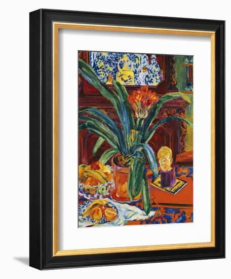 Still Life with a Pot Plant, Fruit and a Small Sculpture, circa 1920-Philipp Bauknecht-Framed Giclee Print