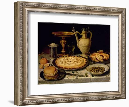 Still Life with a Tart, Roast Chicken, Bread, Rice and Olives-Peeters-Framed Giclee Print