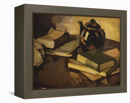 Still Life with a Teapot and Books on a Table, c.1926-Samuel John Peploe-Framed Premier Image Canvas