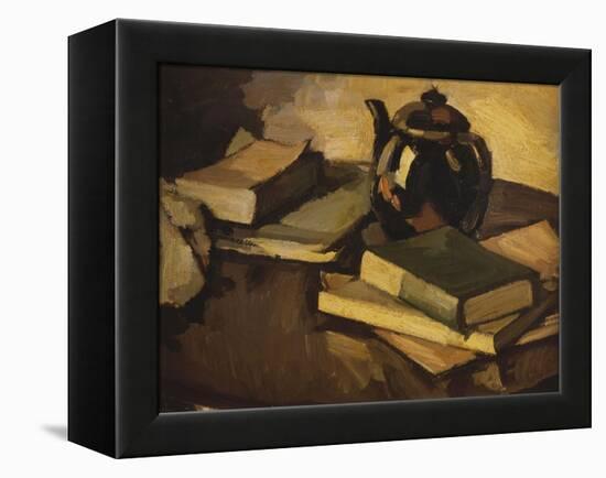 Still Life with a Teapot and Books on a Table, c.1926-Samuel John Peploe-Framed Premier Image Canvas