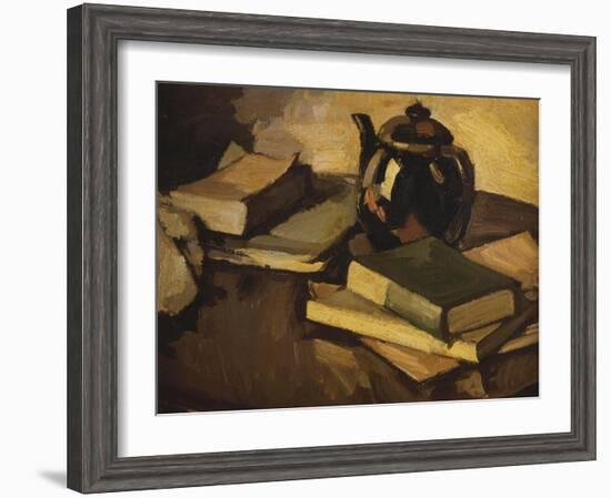 Still Life with a Teapot and Books on a Table, c.1926-Samuel John Peploe-Framed Giclee Print