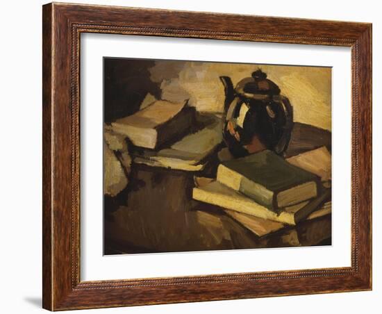 Still Life with a Teapot and Books on a Table, c.1926-Samuel John Peploe-Framed Giclee Print