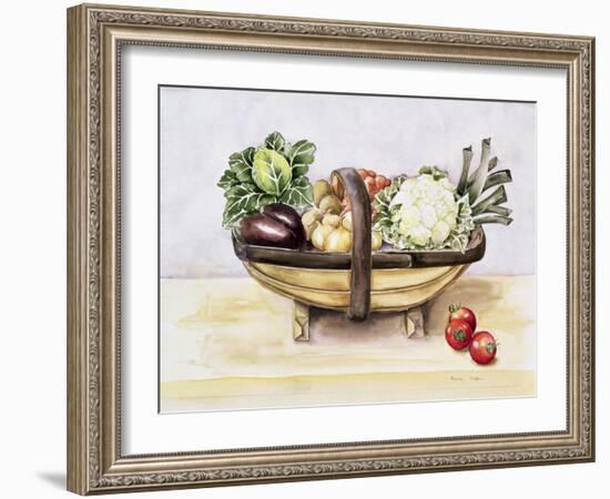 Still Life with a Trug of Vegetables, 1996-Alison Cooper-Framed Giclee Print