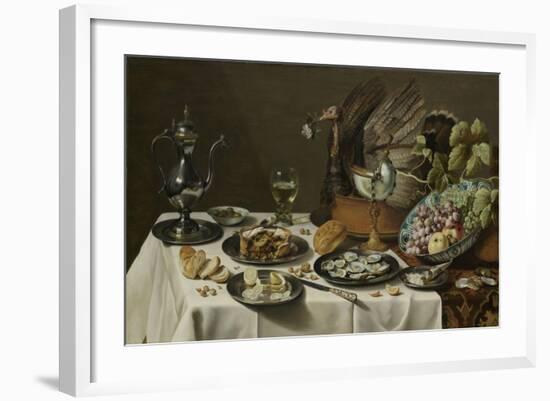 Still Life with a Turkey Pie-Pieter Claesz-Framed Art Print