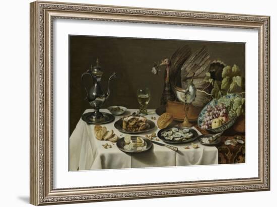 Still Life with a Turkey Pie-Pieter Claesz-Framed Art Print