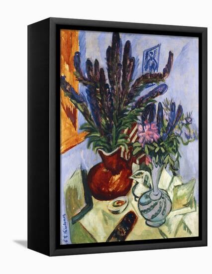 Still Life with a Vase of Flowers; Stilleben Mit Blumenvasen, 1912-Ernst Ludwig Kirchner-Framed Premier Image Canvas