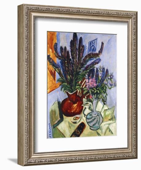 Still Life with a Vase of Flowers; Stilleben Mit Blumenvasen, 1912-Ernst Ludwig Kirchner-Framed Giclee Print