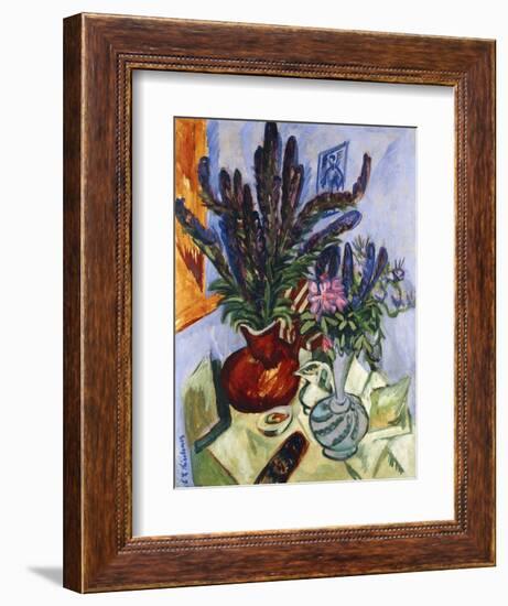 Still Life with a Vase of Flowers; Stilleben Mit Blumenvasen, 1912-Ernst Ludwig Kirchner-Framed Giclee Print