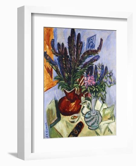 Still Life with a Vase of Flowers; Stilleben Mit Blumenvasen, 1912-Ernst Ludwig Kirchner-Framed Giclee Print