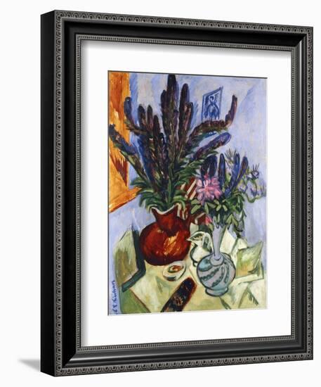 Still Life with a Vase of Flowers; Stilleben Mit Blumenvasen, 1912-Ernst Ludwig Kirchner-Framed Giclee Print