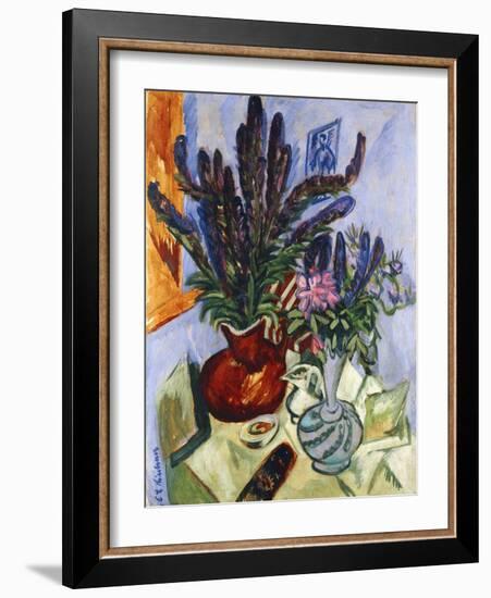 Still Life with a Vase of Flowers-Ernst Ludwig Kirchner-Framed Giclee Print