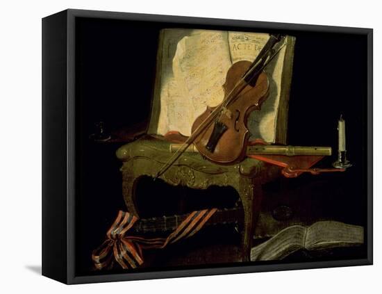 Still Life with a Violin-Jean-Baptiste Oudry-Framed Premier Image Canvas