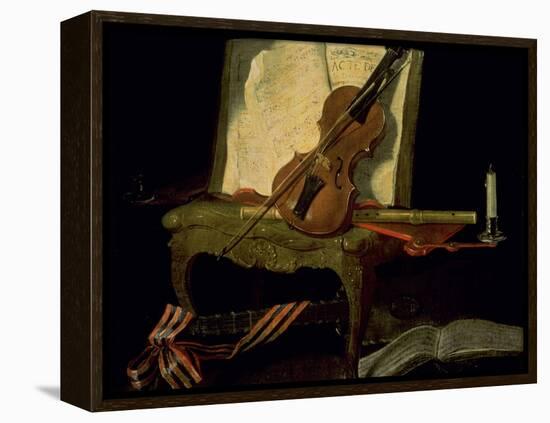 Still Life with a Violin-Jean-Baptiste Oudry-Framed Premier Image Canvas