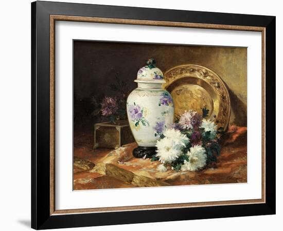 Still Life with an Urn and Mums-Eugene Henri Cauchois-Framed Giclee Print