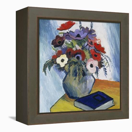 Still-Life with Anemones and Blue Book, 1911-August Macke-Framed Premier Image Canvas