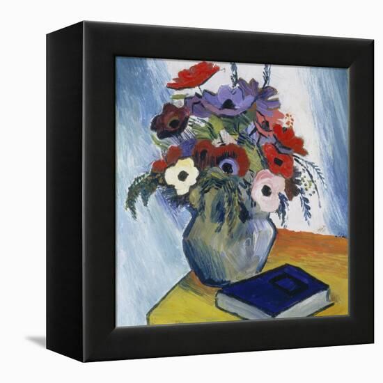 Still-Life with Anemones and Blue Book, 1911-August Macke-Framed Premier Image Canvas