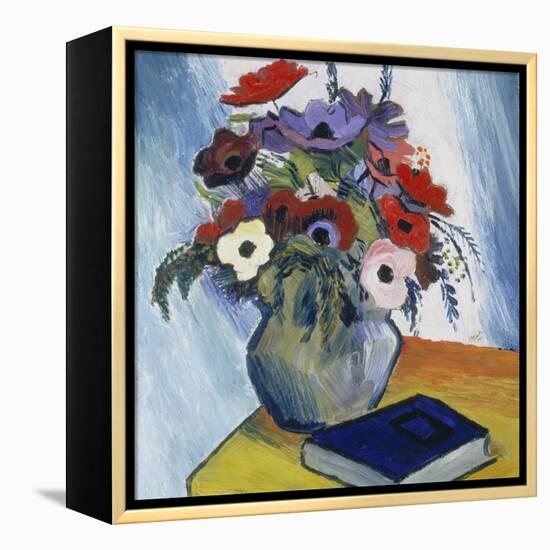 Still-Life with Anemones and Blue Book, 1911-August Macke-Framed Premier Image Canvas