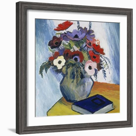 Still-Life with Anemones and Blue Book, 1911-August Macke-Framed Giclee Print