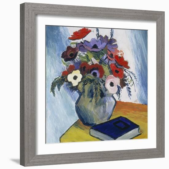 Still-Life with Anemones and Blue Book, 1911-August Macke-Framed Giclee Print