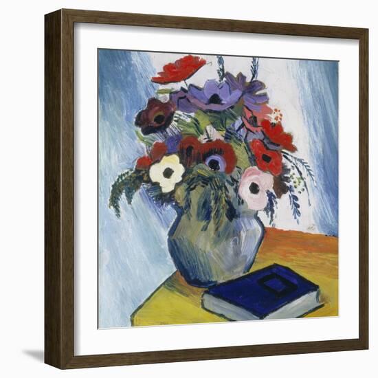 Still-Life with Anemones and Blue Book, 1911-August Macke-Framed Giclee Print