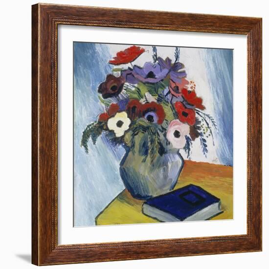 Still-Life with Anemones and Blue Book, 1911-August Macke-Framed Giclee Print