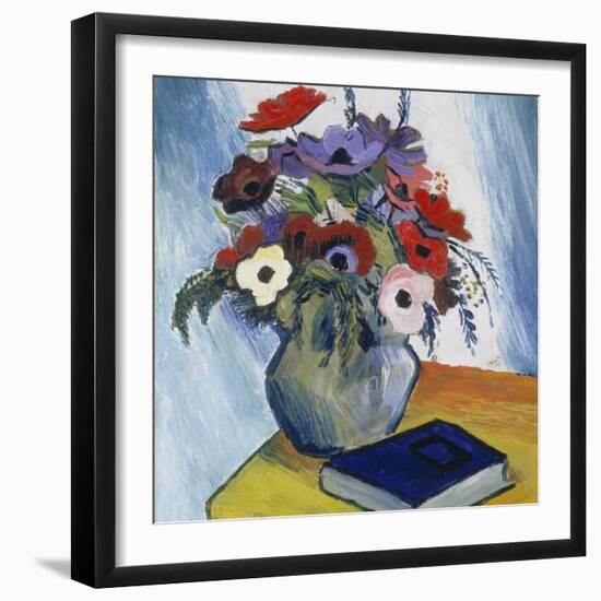 Still-Life with Anemones and Blue Book, 1911-August Macke-Framed Giclee Print