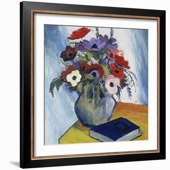 Still-Life with Anemones and Blue Book, 1911-August Macke-Framed Giclee Print