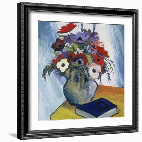 Still-Life with Anemones and Blue Book, 1911-August Macke-Framed Giclee Print