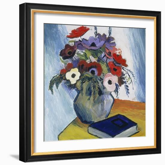 Still-Life with Anemones and Blue Book, 1911-August Macke-Framed Giclee Print