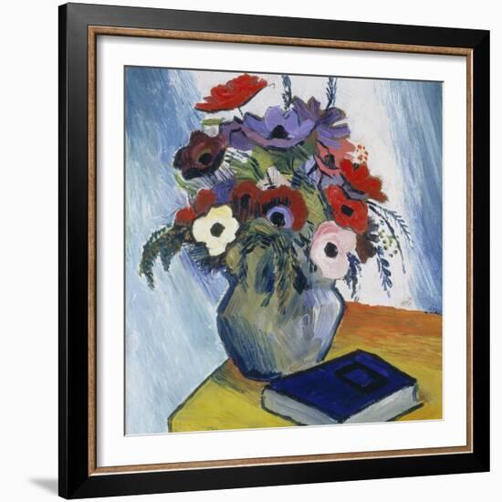 Still-Life with Anemones and Blue Book, 1911-August Macke-Framed Giclee Print