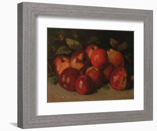 Still Life with Apples and a Pear, 1871 (Oil on Canvas)-Gustave Courbet-Framed Giclee Print